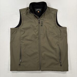 Orvis Tech Softshell Fleece Lined Vest Men’s XL Green Zip Pockets Style